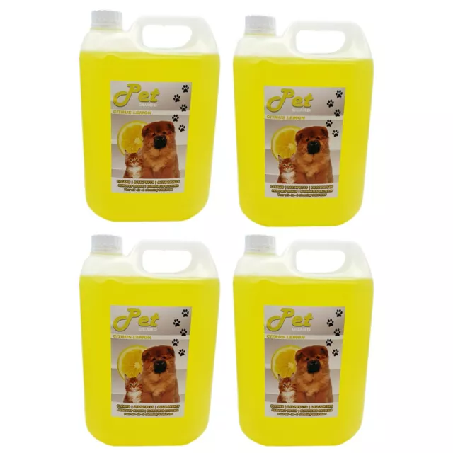 Pet Cattery Kennel Disinfectant Deodoriser Cleaner Pet GUARD 4 x 5L LEMON