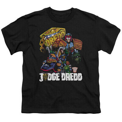 Judge Dredd Bike and Badge Kids Youth T Shirt Licensed Comic Book IDW Tee Black