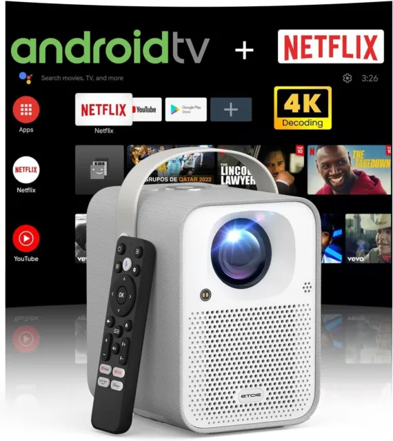 NEW ETOE Seal Android 11.0 Projector Auto Focus 4K Supported 5G Wifi Bluetooth