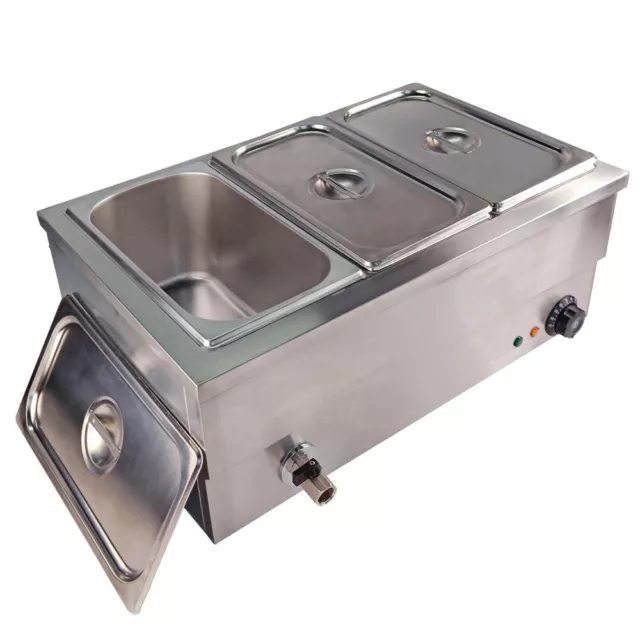 1/3 GN Pan Bain Marie Electric Food Warmer Restaurant Displays  Stainless Steel