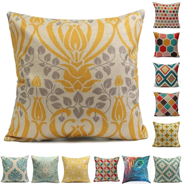 18" Retro Geometric Home Decoration Linen Cotton Throw Pillow Case Cushion Cover 3