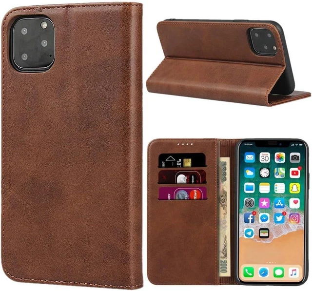 iPhone 11 Pro Max Wallet Case, with Cards Slots & Magnetic(6.5 inch)- Dark Brown