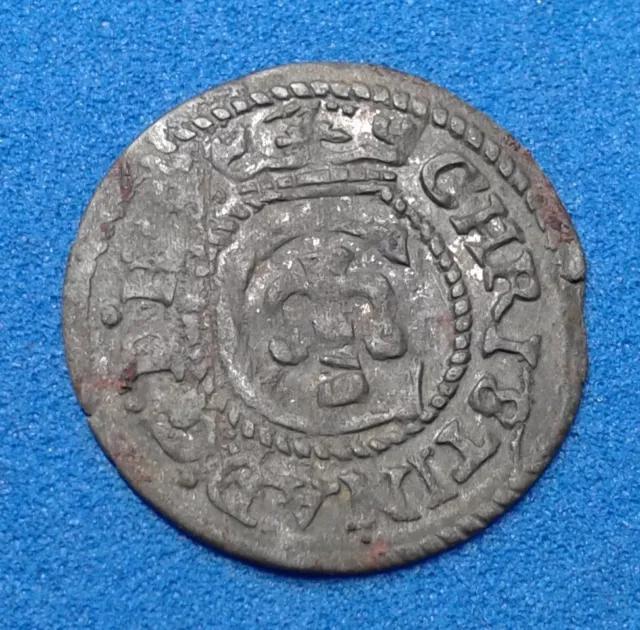 1 Solidus - Christina  1644  Swedish Livonia. Billon Coin.