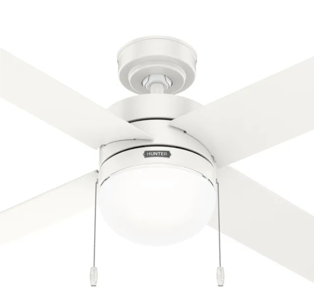 Hunter Fan 52 inch Casual Fresh White Ceiling Fan with LED Light and Pull Chain