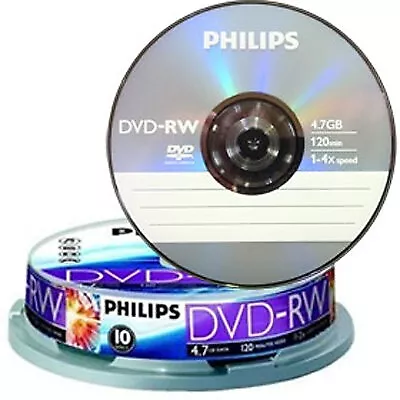 Dvd-Rw 4,7Gb / 120Min Philips Écriture 4X Matt Silver Réinscriptible - Cakebox D