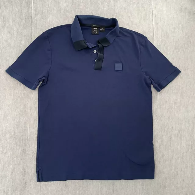 Hugo Boss Shirt Adult Small Blue Polo Parlay Mercerised Button Cotton Logo Men S
