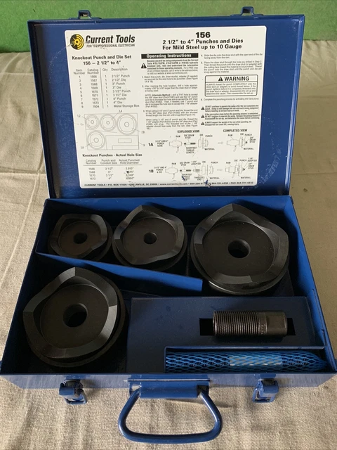 Knockout Punch And Die Set Current Tools ( 2 1/2 To 4 ). 811993021329.