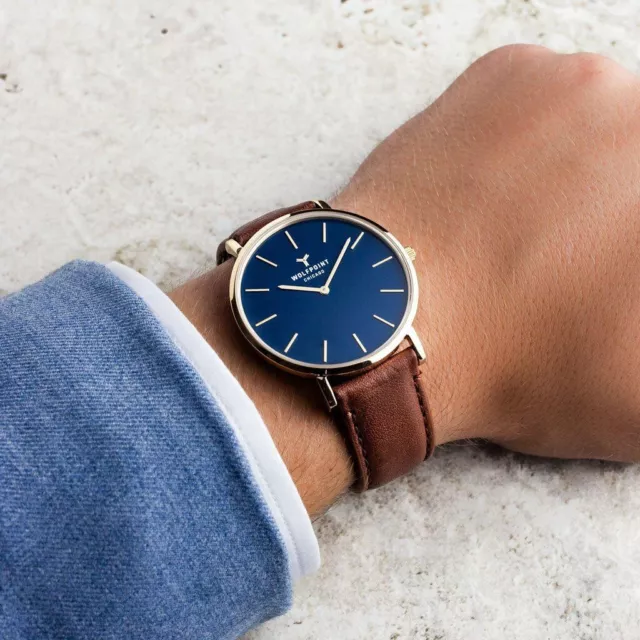 Wolfpoint Watches - Heritage - Navy Blue - Horween Leather  Strap