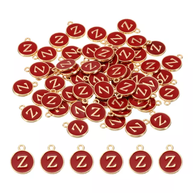 Letter Charm Z, 60Pcs Double Sided Alphabet Initial Charm Pendants Beads Red