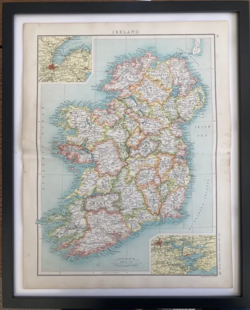 Antique 1902 Ireland/Map/Original/Print/Dublin/Belfast/Bartholomew