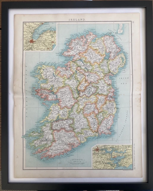 Antique 1902 Ireland/Map/Original/Print/Dublin/Belfast/Bartholomew