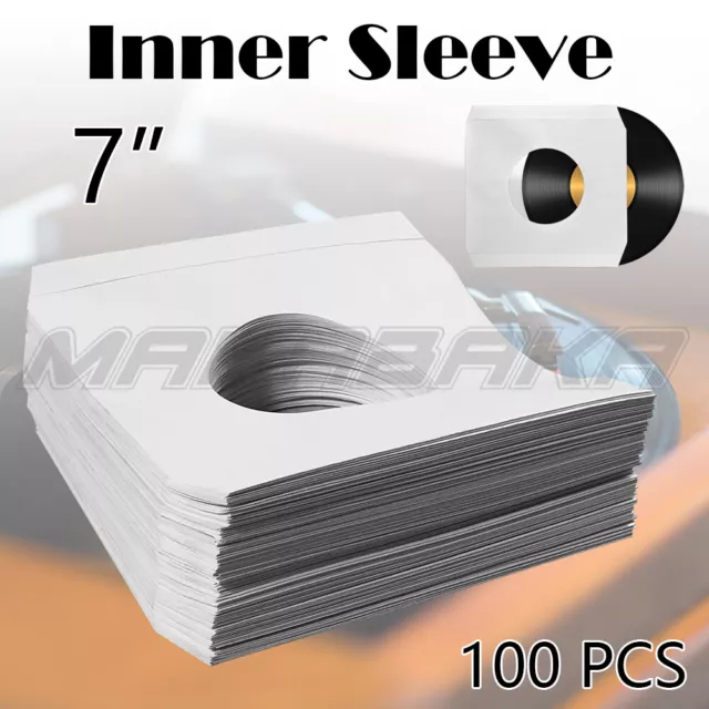 100x White Paper 7" Inner Vinyl Record LP Sleeves for singles EP 45's or Vinyl