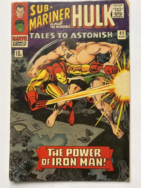 TALES TO ASTONISH #82 Iron Man Sub-Mariner Hulk 1966 Marvel Comics UK Price G/VG
