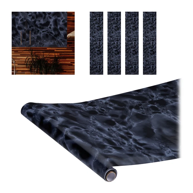 5xPapel adhesivo muebles, Pegatina decorativa, Vinilo autoadhesivo, Mármol negro