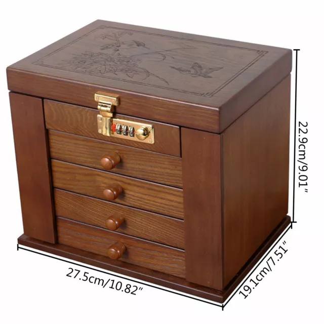 Schmuckschrank Schatulle aus Holz Große Schmuckkästchen Mit Zahlenschloss Gift 2