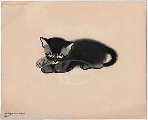 Mittens Cute Little Kitty Cat Vintage Poster Print by Clare Turlay Newberry 1943