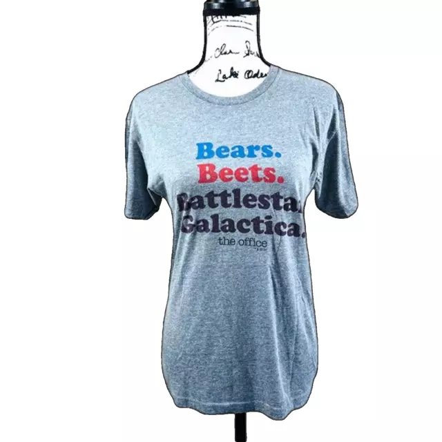 The office Gray Tee Bears Beets Battlestar Galactica gray t-shirt size S