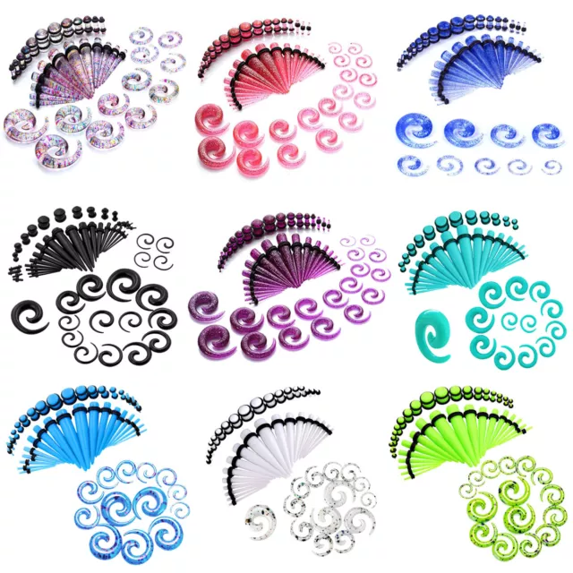 Acrylic Ear Stretching Kit Spiral Tapers Ear Flesh Tunnel Expander Gauge 14G-00G