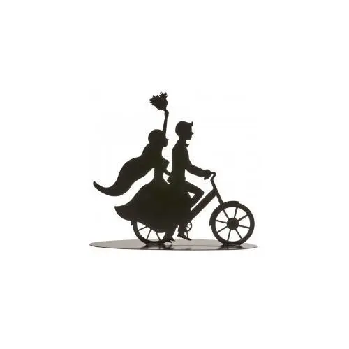 Cake topper nero silhouette matrimonio sposi bicicletta 18 cm