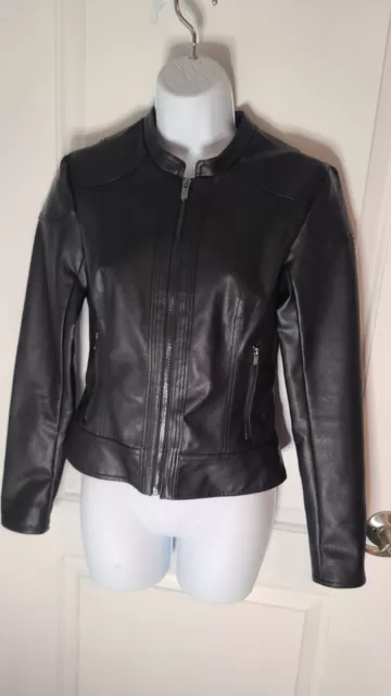 Guess Faux Leather Moto Jacket Lined Size Small