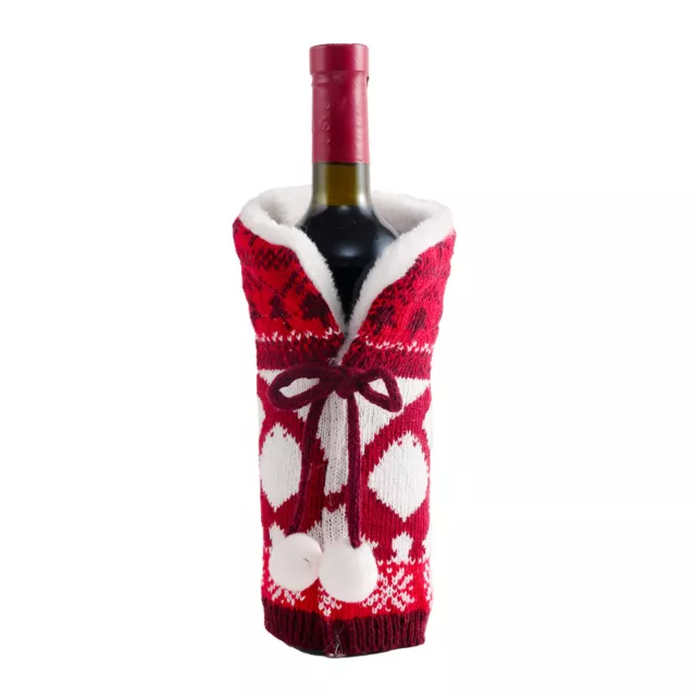 Wine Bottle Cover Elk Print Eye-catching Woolen Yarn Christmas Wine Bottle Cover
