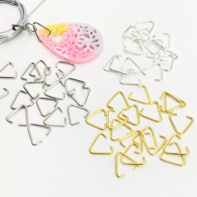 100Pieces/Set Triangle Pinch Bails Jump Rings for Keychains Resin Jewelry Bracel