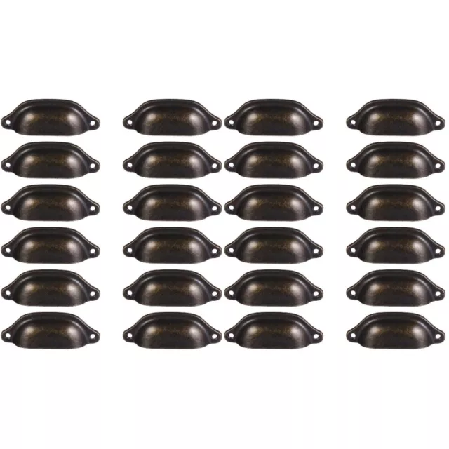 24 Pcs Poignée Poignées Noires Pour Armoires Tasse De Coquille Porte D'armoire