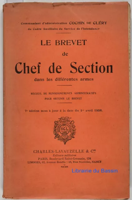 Le brevet de Chef de section dans les différentes armées Cochin de Cléry 1936