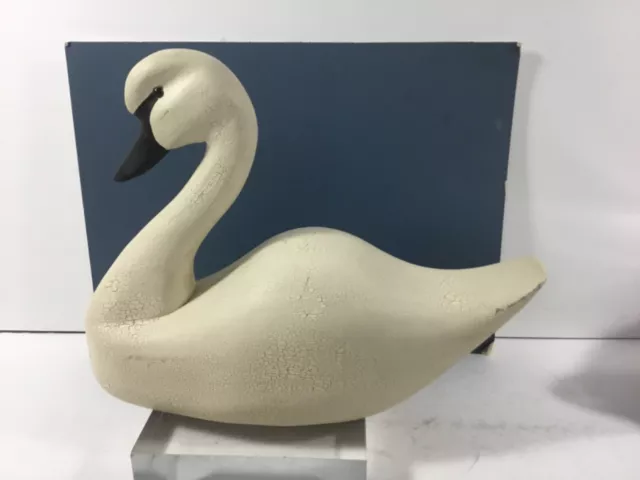 Carved Swan by Wooden Wildlife Kennebunk Maine Glass Eyes. Signed by Artist