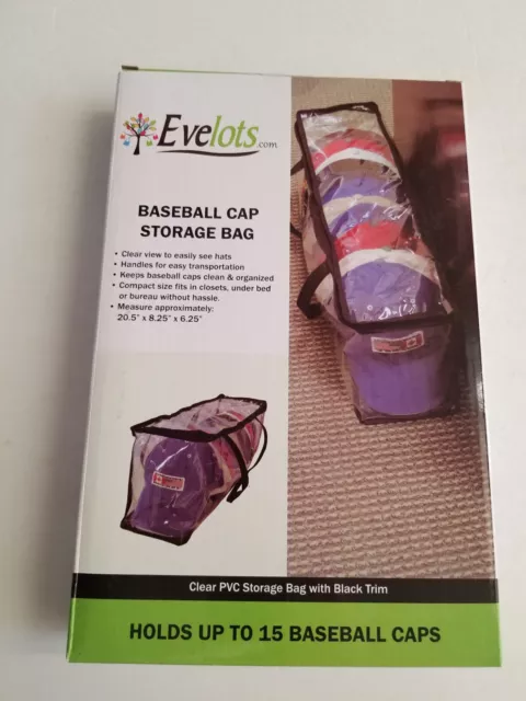 Evelots Baseball Cap Storage Bag - Hat Organizer - PVC Bag with Black Trim