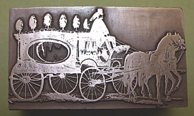 OLD HORSE DRAWN HEARSE. Printing Block.