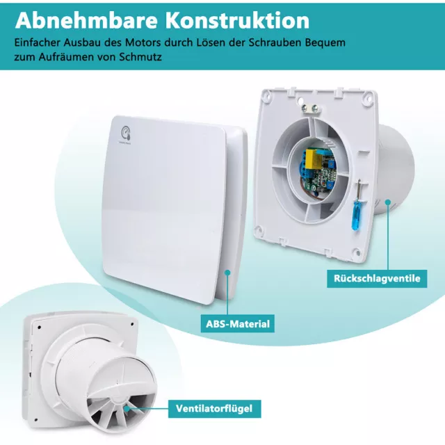 Badlüfter Feuchtesensor CE Mit Rückflussleitblech Timer Ventilator Deckenlüfter 2