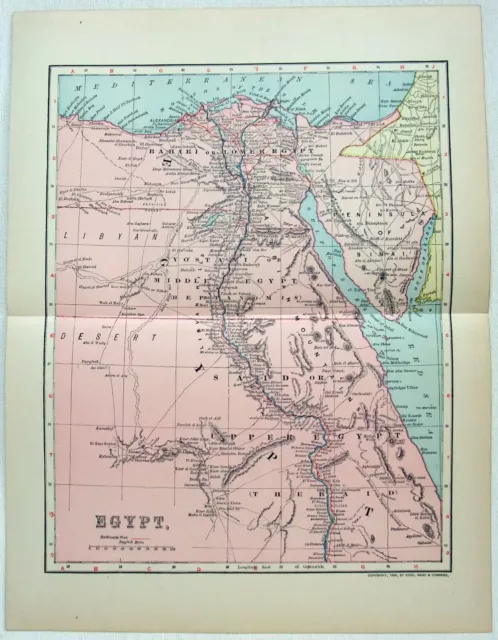 Egypt - Original 1903 Map by Dodd Mead & Company. Egypt Antique