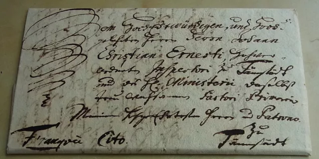 Lettera Stößen 1745, pastore Johann Christian WILLE a Superint.  ERNESTI Tennstedt 2