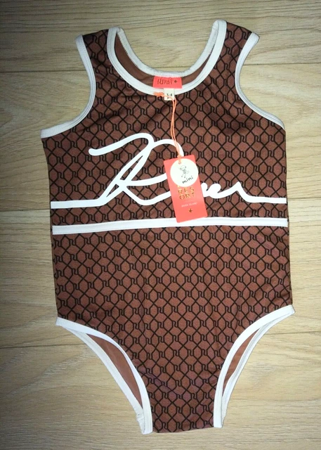 Girl`s River Island RI monogram print one piece swimsuit size 3-4 years