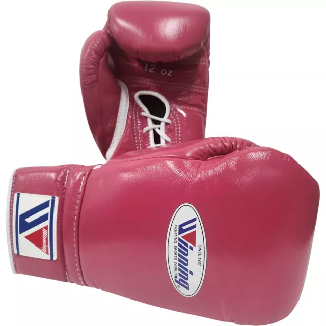 NEW Winning 12oz Lace Up Dark Pink Boxing Gloves