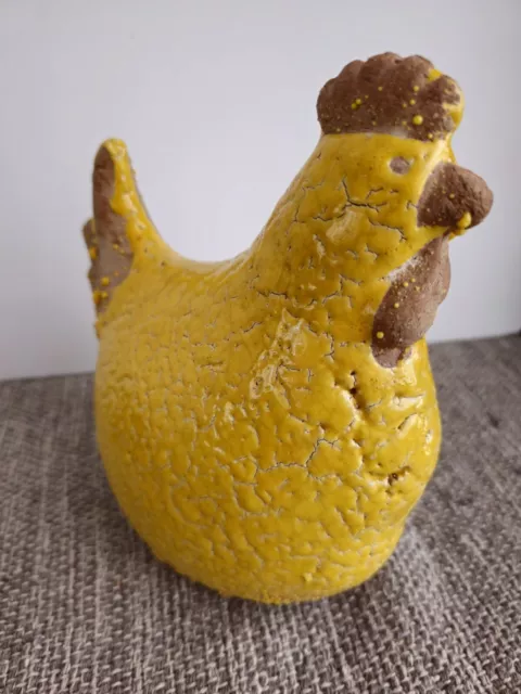 Yellow Crackle Textured Glaze Ceramic Chicken 2
