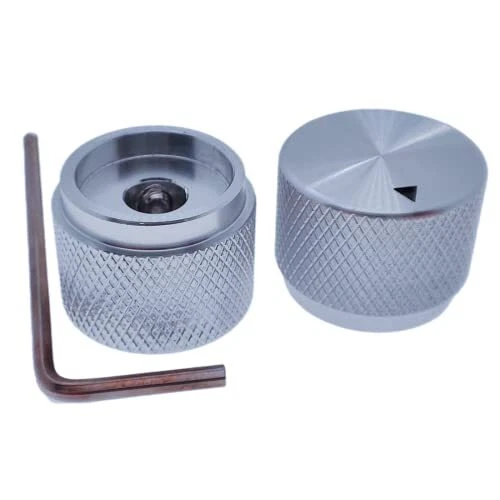 2 Pack Aluminum Rotary Electronic Control Potentiometer Knob (Silver)