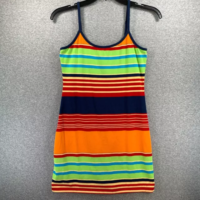 Planet Gold Girls Sundress Extra Large Bright Bold Multicolor Stripes Adjustable