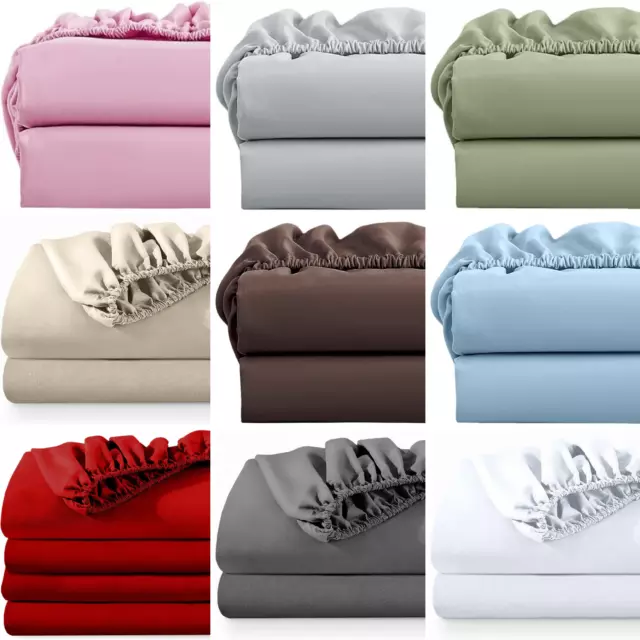 Premium Super Soft Fitted Sheets Single Double King Fitted Bed sheet 26cm Deep