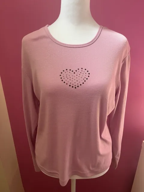 Fashion Bug y2k barbiecore pink metallic top rhinestone heart shirt top