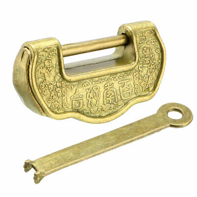 33mm Body Wide Padlock Antique Chinese Old Style Zinc Alloy Brass Plated