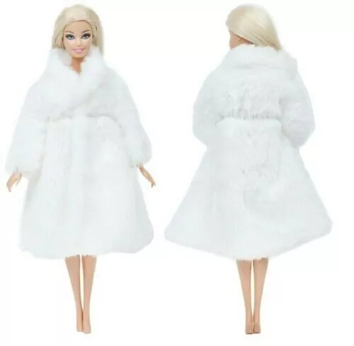 4pcs Barbie Princess Fur Coat Dress Accessories Clothes for Barbie Dolls Toys 3
