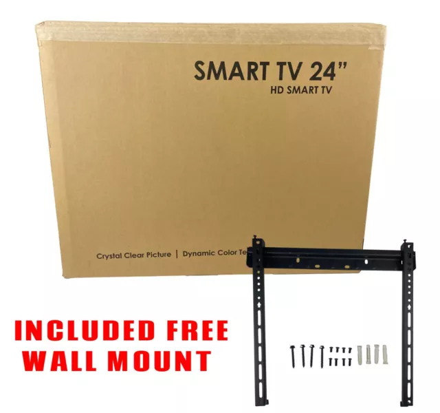 Onn 24" Inche Class HD 720P LED Smart TV ( 100012590 ) Renewed Free Wall Mount