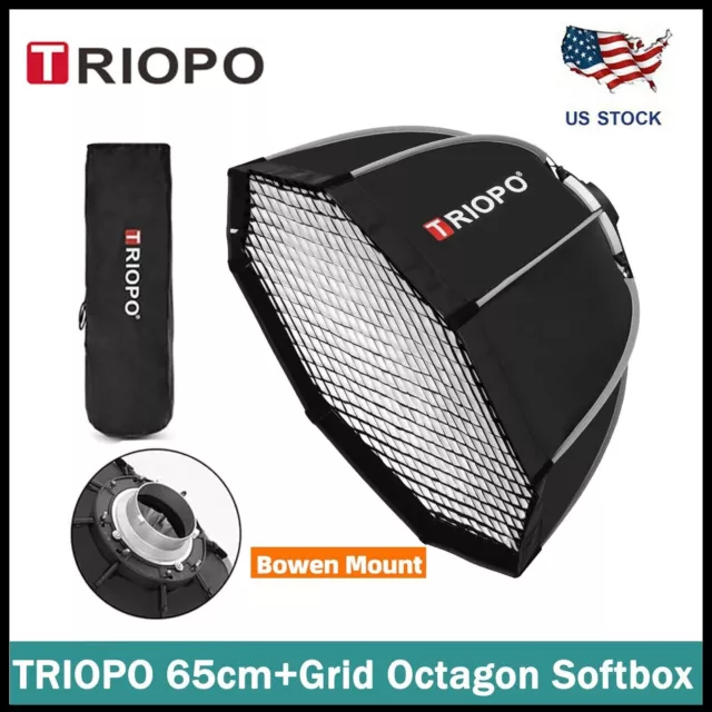 TRIOPO K2 65cm Foldable Octagon Softbox Bowens Mount For LED Video Light Upgrade