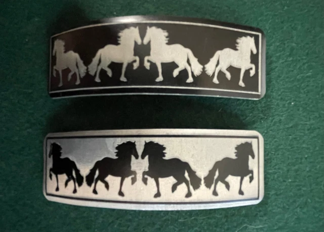 Friesian Horse 4" Barrettes - set of two