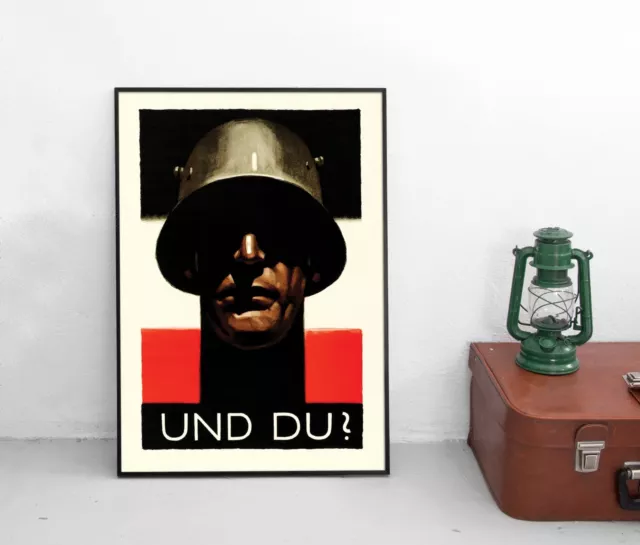 Poster 1. Weltkrieg Und du? Ludwig Hohlwein Militaria Stahlhelm Wehrmacht Plakat