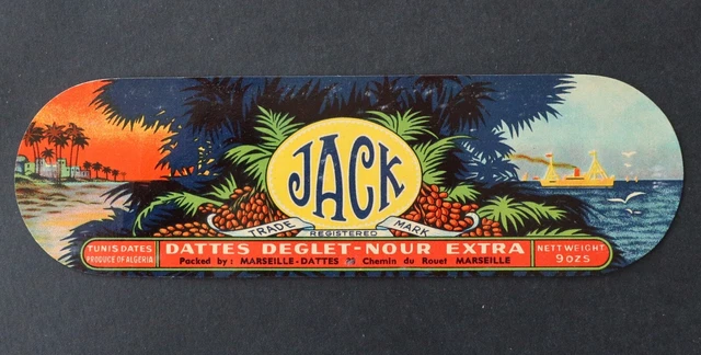 Ancienne étiquette DATTES FRUIDOR Muscade Marseille Afrique Palmier label