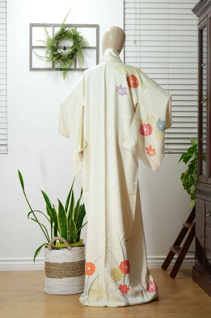 Dear Vanilla Japanese Silk Kimono Women's Robe Gown Authentic Japan Vintage Mint 12