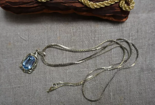 Schmuck Anhänger 835er Silber wohl mit Aquamarin und Kette Halskette  (F024-288)